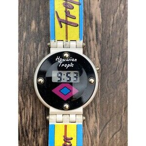 1990’s Hawaiian Tropic Digital Colorful Kids Watch New Battery 6 and 1/2 Inches